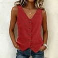thumbnail image 2 of Lumtrix Vest Tops for Women Cotton Linen Summer Tank Top Lightweight Button Down Sleeveless Shirts V Neck Business Casual Tank 2026 for Work Office Vacation Red 2XL, 2 of 5