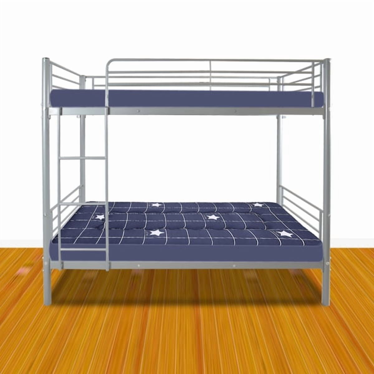 Twin Size Metal Bunk Bed, Sturdy Iron Frame, 33.5cm Safety Fence for Upper Berth, with Under-Bed Storage for Bedroom