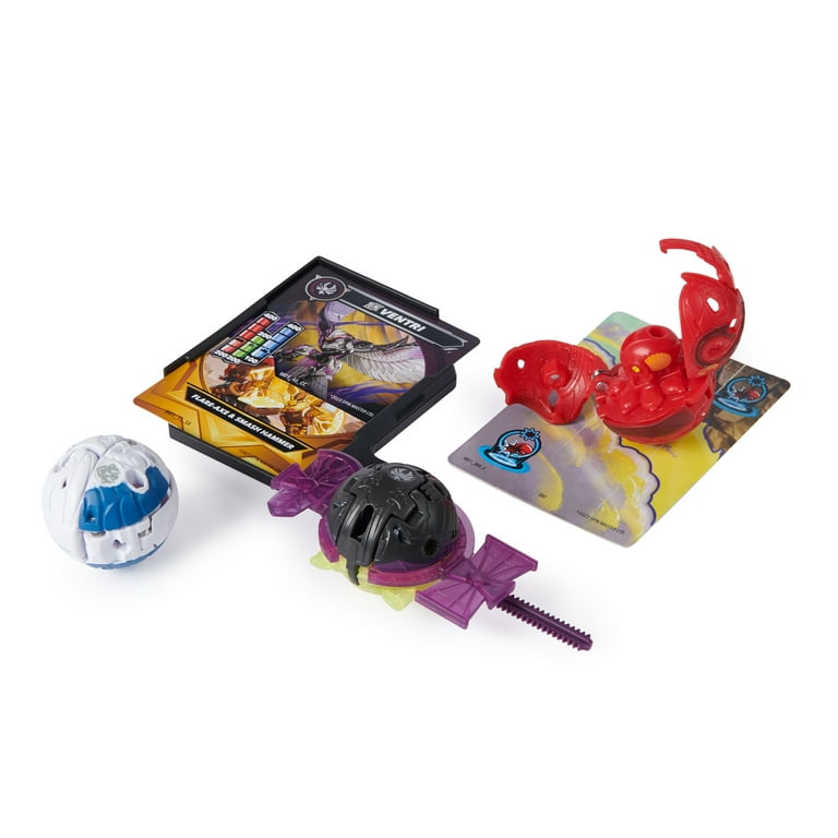 Bakugan Starter 3-Pack Spinning Action Figures, Special Attack Ventri,  Octogan and Trox