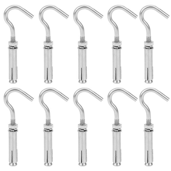 10pcs Expansion Screw Hook 304 Stainless Steel Wall Concrete Brick Fastener Hardware M6