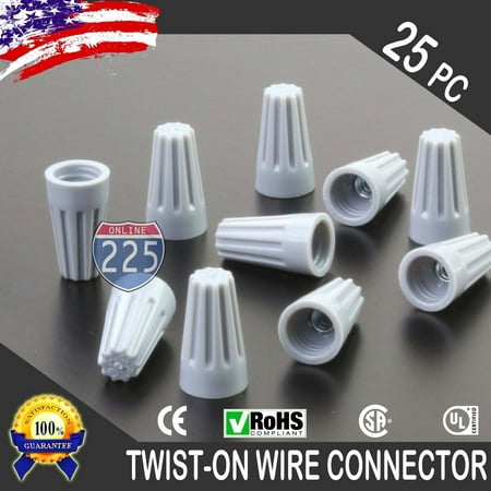 (25) Gray Twist-On Wire GARD Connector Conical nuts 22-16 Gauge Barrel Screw