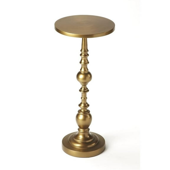 Bowery Hill Aluminium Antique Gold End Table in Gold