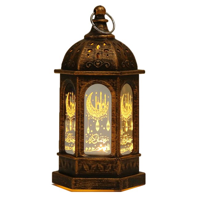 Ramadan Lantern Decoration Plastic LED Eid Mubarak Lamp Exquisite Battery Powered Ramadan Festival Table Light Home Festival Decoration Gift for Children Home Tabletop Decor
