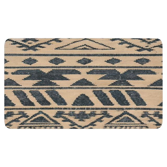 Black Outdoor Rug 17x30in, Boho Linen Quick Absorbent Rug Moroccan Front Door Mat,3D Print Area Rug Throw Carpet for Layered Porch Entryway Kitchen,Front Door Decor
