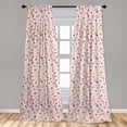 thumbnail image 5 of Ambesonne Cherry Blossom Curtains, Random Flourish, Pair of 28"x84", Coral Pale Green Brown, 5 of 5