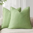thumbnail image 1 of Chenchen Pack of 2, Decorative Linen Soild Throw Pillow Covers Soft Accent Euro Cushion Case Boho Farmhouse Pillowcase for Chair Couch Sofa Bedroom Living Room Home Decor 22 x 22 Inch Lime Green, 1 of 1