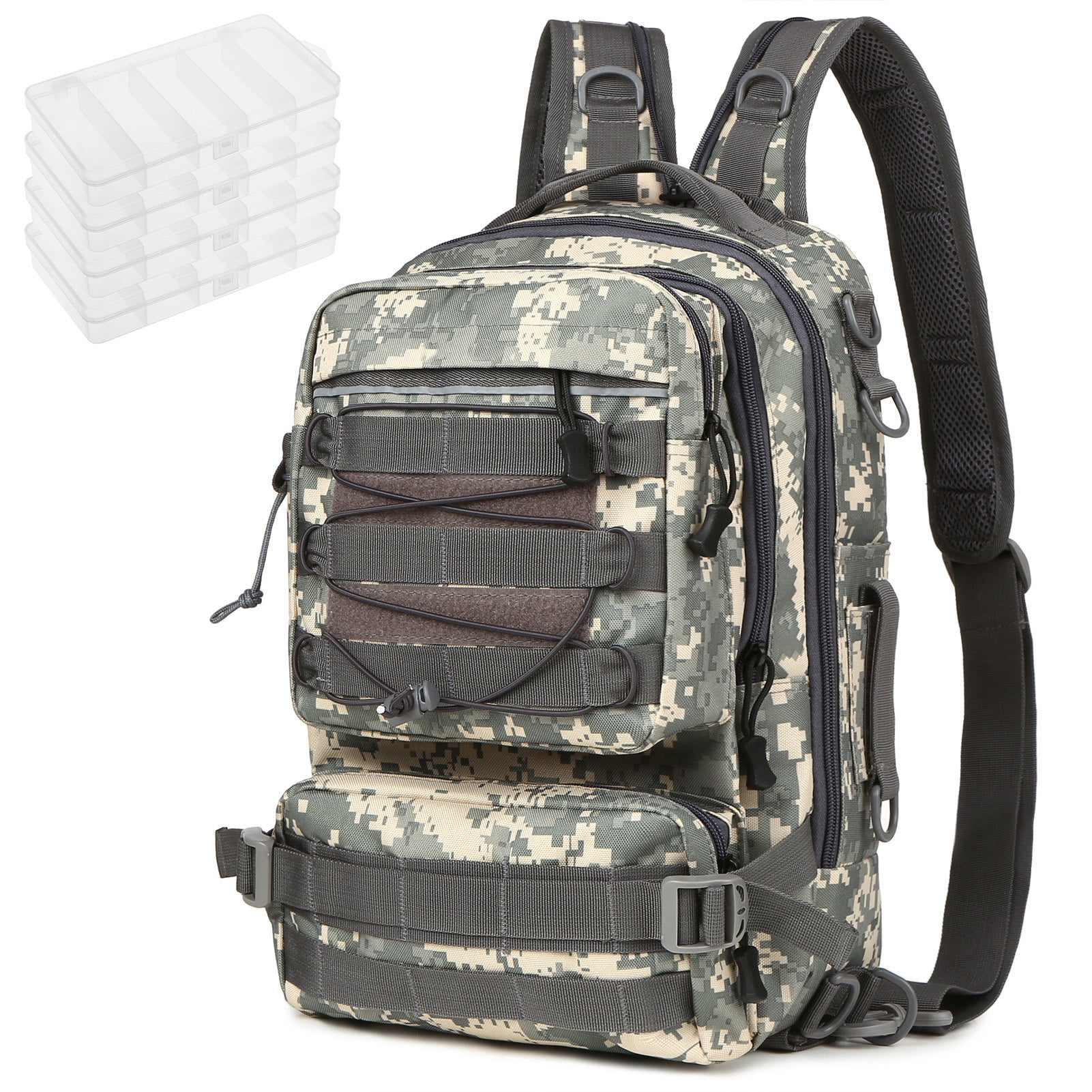 Backpack Fishing Tackle Backpack With 4 Trays Storage Bag Outdoor Shoulder Backpack Water-Resistant Fishing Gear Bags With 4 Tackle Box Fishing Gear Bag