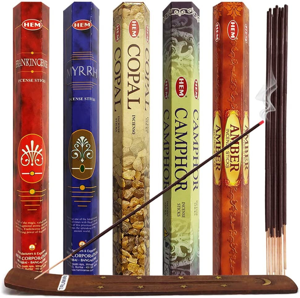 Hem Incense Sticks Variety Pack 4 And Incense Stick Holder Bundle With