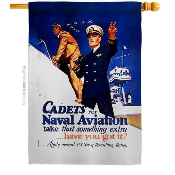 US Brotherhood H183010-BO 28 x 40 in. Cadets for Naval Aviation House Flag with Armed Forces Navy Double-Sided Decorative Vertical Flags Decoration Banner Garden Yard Gift