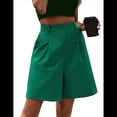 thumbnail image 1 of Pantalones Cortos de Verano para Mujer, con Cintura Elástica, Pierna y Hasta la Rodilla, con Bolsillos, Color Verde S, 1 of 9