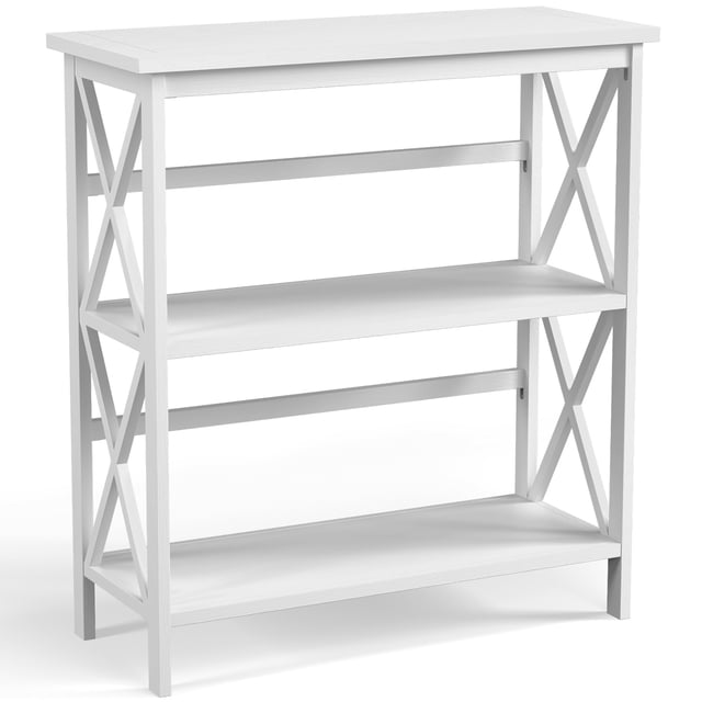 Costway 3-Tier Bookshelf Wooden Open Storage Bookcase for Home Office White