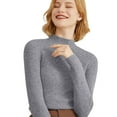 thumbnail image 2 of Women's 100% Merino Wool 2024 Fall Winter First-Line Ready to Wear Long Sleeve Seamless Knit Mock Neck Sweater Gray XL, 2 of 9