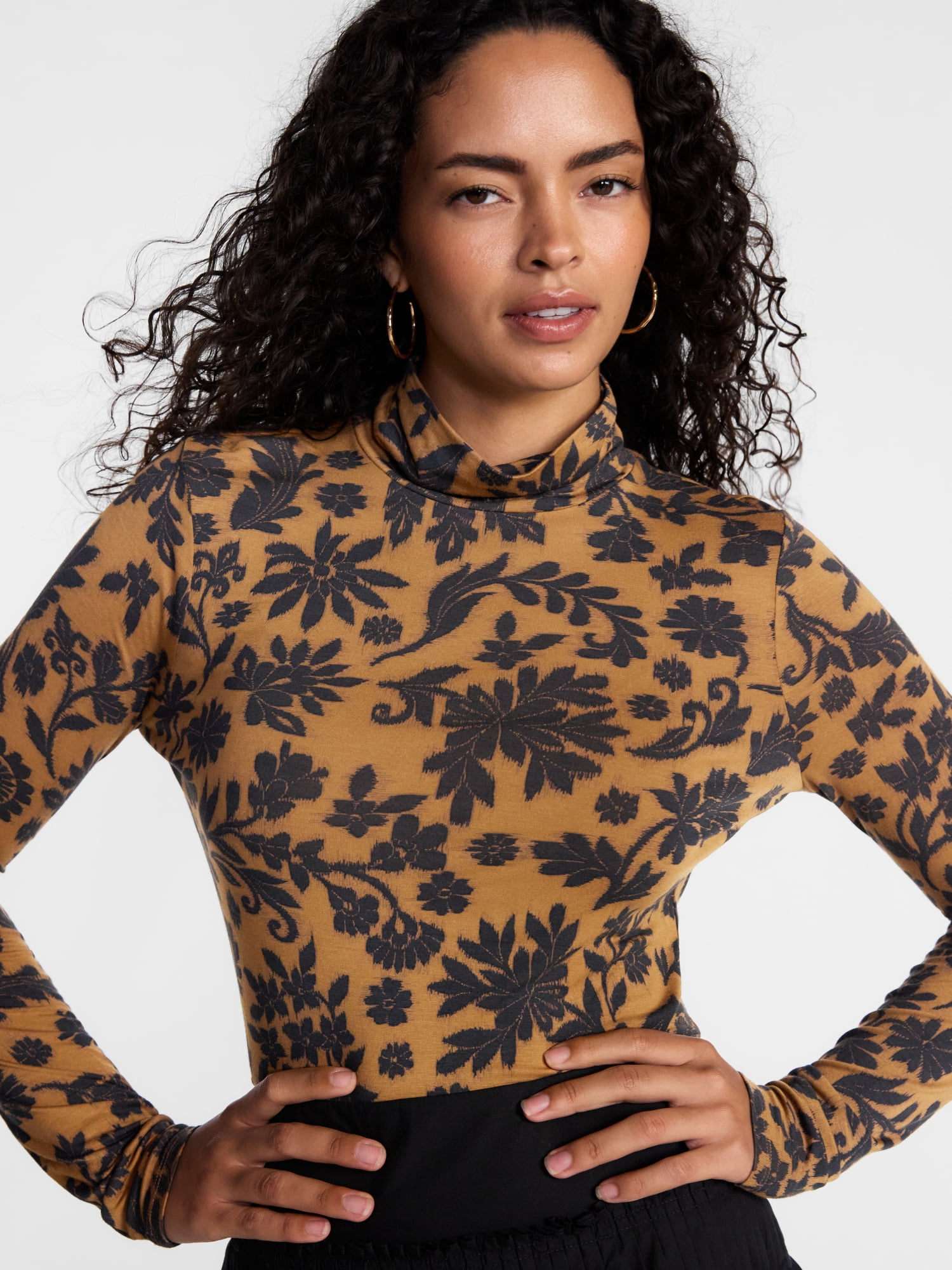Scenario Women's Turtleneck Top with Long Sleeves, Sizes XS-XXXL