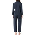 thumbnail image 3 of INSPIRE CHIC Womens Lounge Set Cotton Button Up Long Sleeve Pants Ribbed Pattern with Pocket Pajama Set Loungewear S Navy, 3 of 6