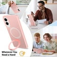 thumbnail image 3 of Asuwish Phone Case for Samsung Galaxy S25 Edge 5G Tempered Glass Screen Protector Magnetic Folding Stand Frosted Translucent Rugged Shockproof Protective Cell Cover S25Edge 6.66 2025 Women Men Pink, 3 of 7