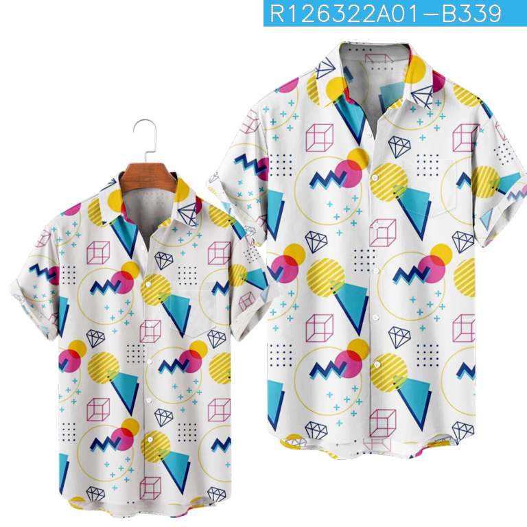 Men's Shirt Vintage Retro 80s 90s Geometric Serviceable Casual Animation  Print Beach Shirts for Men Women for Outdoor Daily 