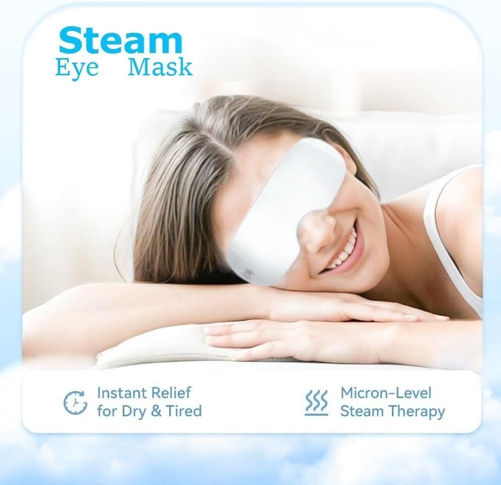 Steam Therapy Eye Mask, Hot/Cold Compress with Adjustable Temperature, USB Rechargeable, Soft Silicone for Dry Eyes, Migraine Relief & Spa Relaxation, Portable Sleep Mask for Travel