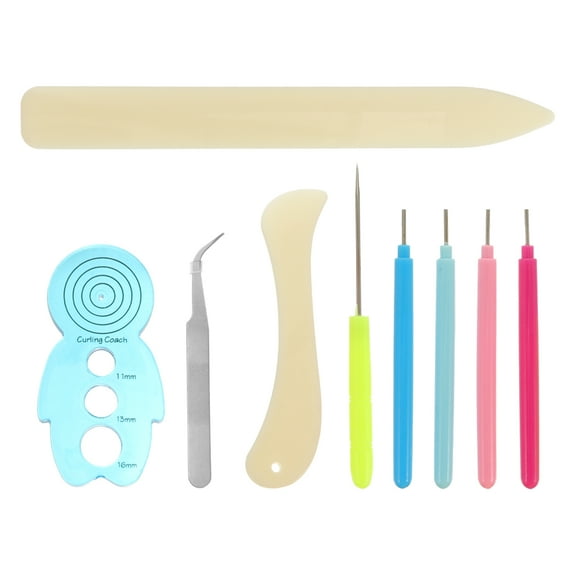 HOMEMAXS 9pcs Paper Rolling Curling Quilling Tool Set with Slotted Needle Pens for Art Craft
