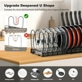 thumbnail image 6 of Housolution Expandable Pot and Pan Organizer Rack for Cabinet, Pot Lid Organizer with 14 Adjustable Dividers for Kitchen, Black, 6 of 8