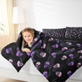thumbnail image 3 of Homewish Gothic Skeleton Queen Comforter Set for Teens, Halloween Skull Graffiti Comforter Sets Queen, Black Reversible, 3-Piece, 1 Comforter and 2 Pillowcases, 3 of 6