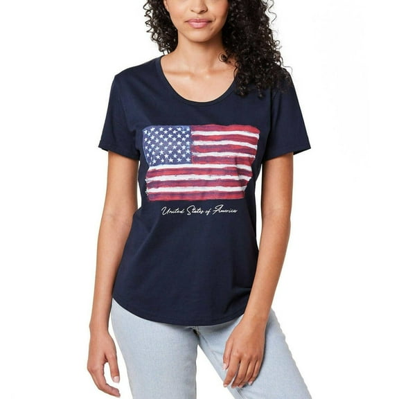 General Standard Women's USA Patriotic Graphic Print Tee Cotton Americana T-Shirt