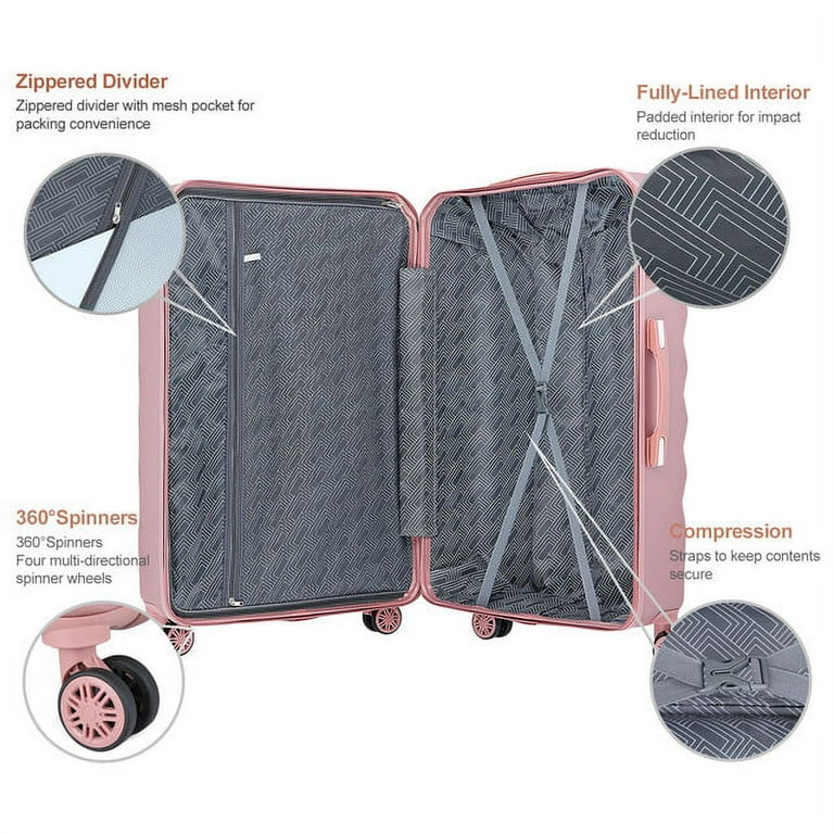 Hikolayae Rachel Collection Hardside Spinner Luggage Sets in Rose