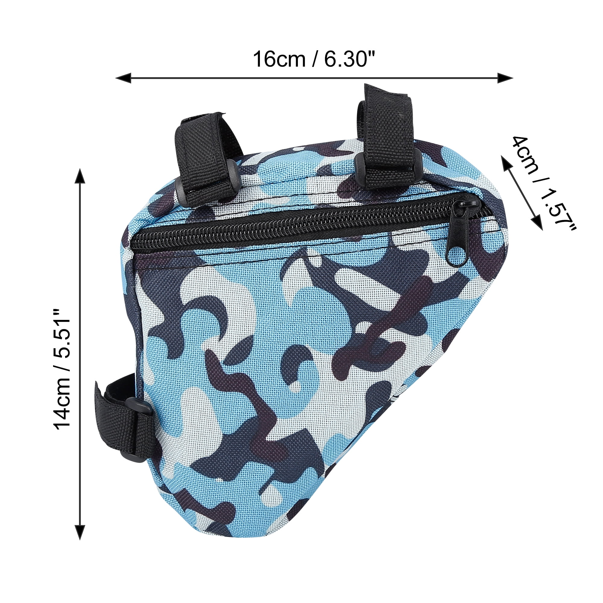 Unique Bargains 6.30x5.51x1.57in Bike Saddlebag Frame Bag Tool Pouch Camouflage Blue