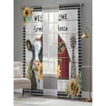 thumbnail image 4 of Welcome To Our Farmhouse Sheer Curtains 2 Panels Set Barn Cow Sunflower Wood Grain Sheer Window Curtains Light Filtering Rod Pocket Voile Drapes for Bedroom Living Room 52"X108", 4 of 8
