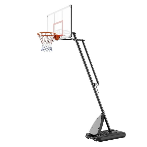 KFFKFF 50" Portable Basketball System, 7.6 to 10 ft Height Basketball Hoop & Goal for Children & Adults, Comes with PC Backboard, Wheels, Stand, and Loadable Base