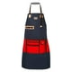 thumbnail image 4 of Delantal de chef Delantal de peluquería Delantal de barbero multifunción Delantal de para cosmetólogo Cafetería Lavavajillas Cocina , Azul con rojo, 4 of 9