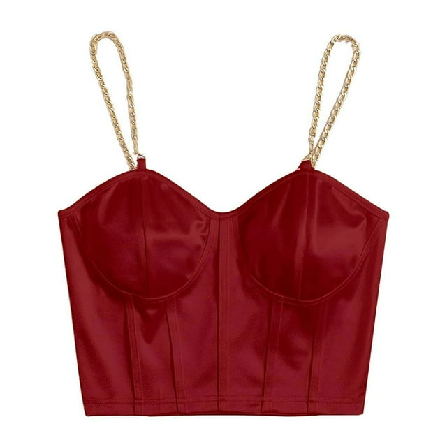 Fashion Women‘s Solid Color Chain Strap Vest Tight Fitting Basic Camisole