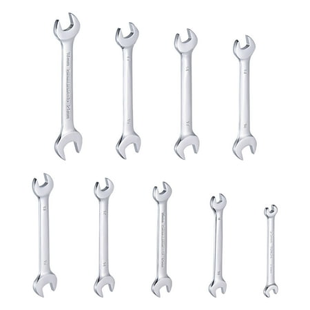 

Uxcell Double Open-End Wrench Set 5.5-21mm Metric CR-V Steel with Rolling Pouch 10-Piece