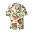 thumbnail image 2 of Lsque Frog Hold Strawberry print Men's Cuban Collar Short Sleeve Shirt Summer Beachwear Casual Button Down Fashionable Vacation Leisure Shirt-Medium, 2 of 7