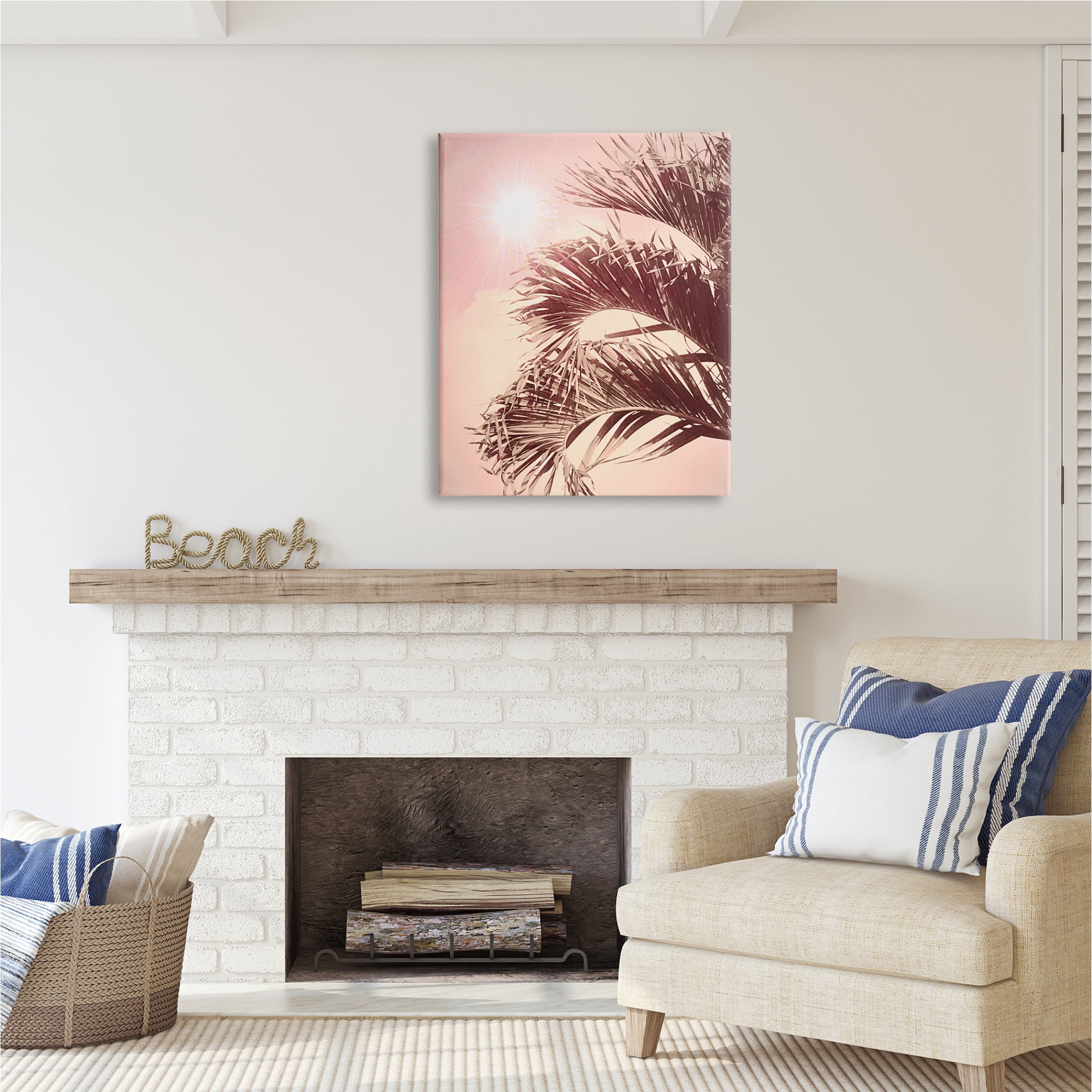 Stupell Industries Pink Sunlit Palm Fronds Botanical & Floral Photography Gallery Wrapped Canvas Print Wall Art, 30 x 40