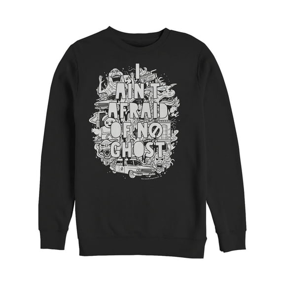 Men's Ghostbusters Ain't Afraid Ghost Collage Sweatshirt Black Small