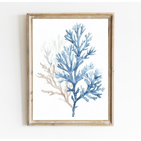 Blue Coral Poster Minimalist Coastal Print Poster Beach House Wall Art Poster Nautical Decor Poster Modern Print Poster Warm Present Vintage UNFRAMED Poster Size 8x12