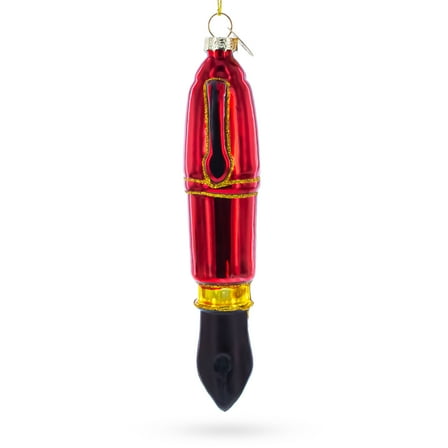 Red Fountain Pen Glass Christmas Ornament