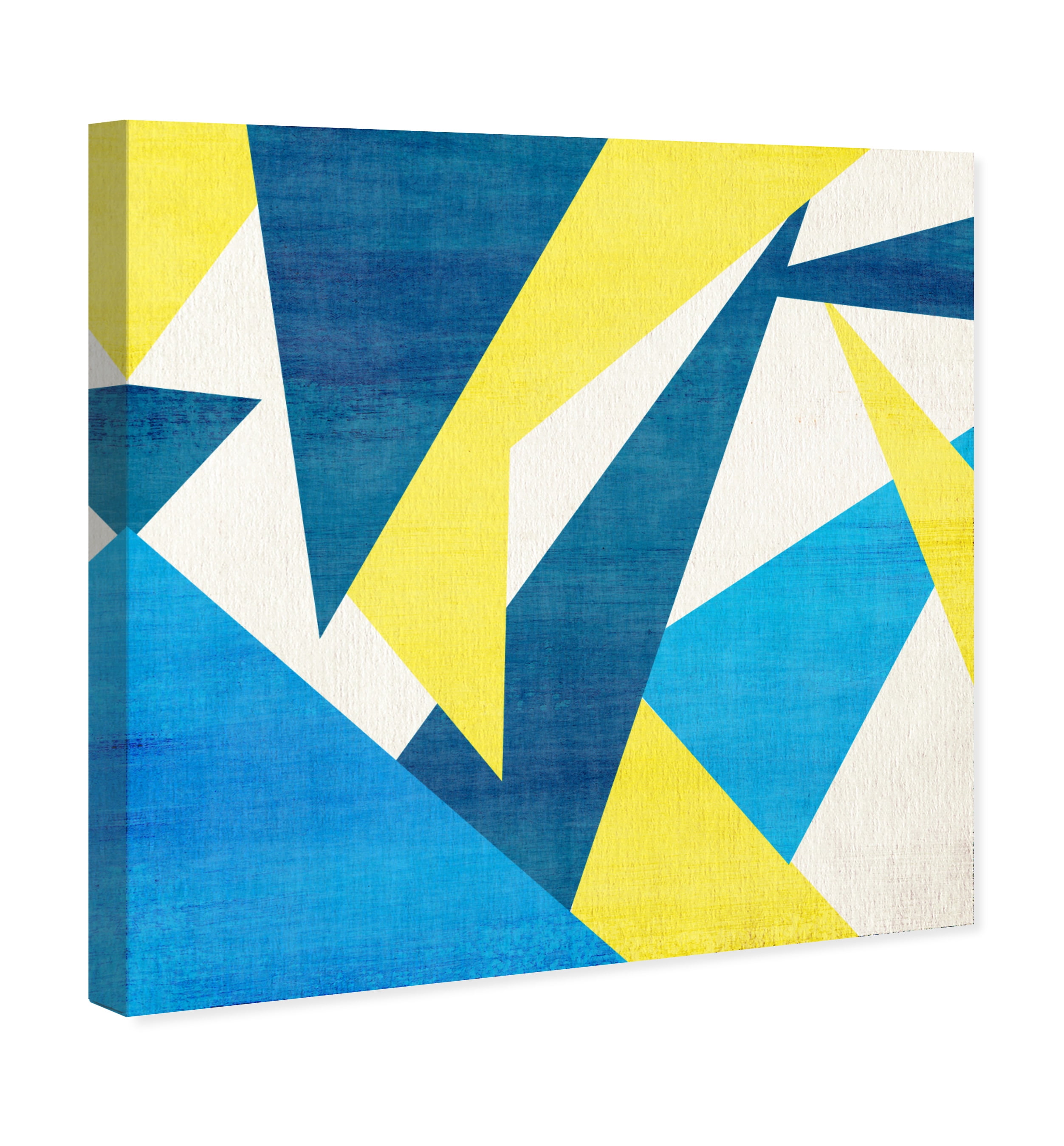 Wynwood Studio Abstract Modern Canvas Art - Irregular Blue Peak Design, Wall Art for Living Room, Bedroom, and Bathroom, 20 in x 20, Blue and Yellow Home Decor