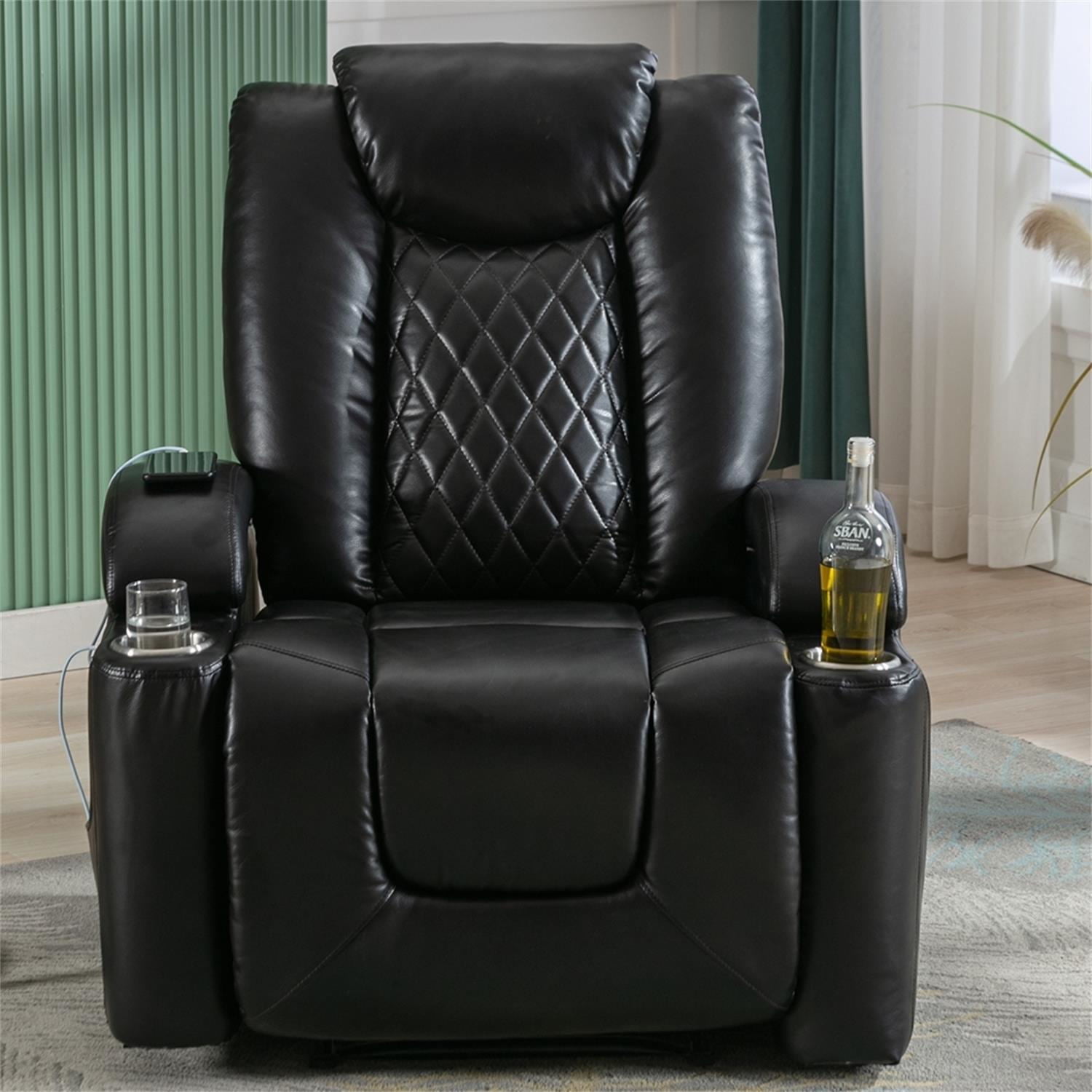 Kadyn Power Motion Recliner, Power Lift Chair with USB Charge Port and Cup Holder, PU Lounge Chair for Living Room, Black Kadyn Power Motion Recliner, Power Lift Chair with USB Charge Port and Cup Holder, PU Lounge Chair for Living Room, Black