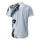 thumbnail image 2 of Camisas Manga Larga Hombre Camisa informal de manga corta con cuello vuelto y cremallera con estampado informal para hombre (Grey, 3XL), 2 of 5