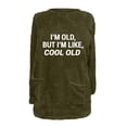 thumbnail image 4 of Jinhomg Oversized Fleece Pullover for Women Plus Size Thermal Cozy Long Sleeve Sweatshirts Trendy Letter Print Loungewear Tunic Tops with Pockets Army Green XXXL, 4 of 5