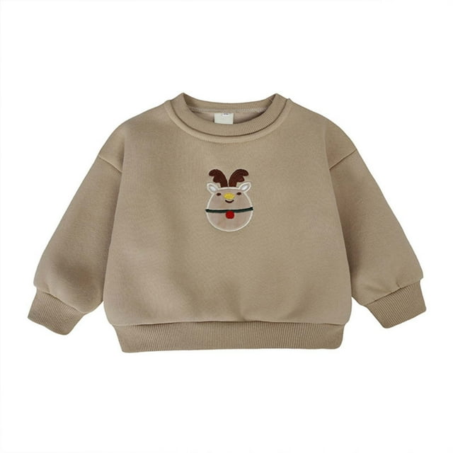 Hfolob Chandail en Molleton pour Enfants Filles Chandail en Molleton Imprimé Lettres Garçons Filles Manches Longues Col Rond Automne et Hiver Chandail Décontracté Ample