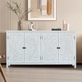 thumbnail image 5 of AENKYO 60" Vintage Accent Cabinet with Carved Doors, Adjustable Shelves, Entryway Sideboard Buffet Cabinet, Antique White, 5 of 9