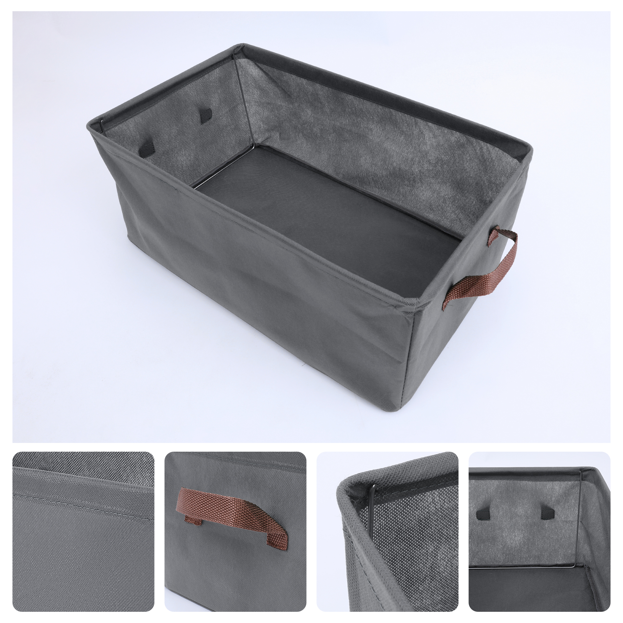 Unique Bargains Fabric Storage Cube Bin for Shelves Collapsible Storage Basket 1 Pcs Grey