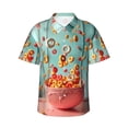 thumbnail image 1 of Balery Floating Colorful Cereal Camisas hawaianas de manga corta para hombre, camisas playeras de corte holgado, camisas de vacaciones con botones,Large, 1 of 7