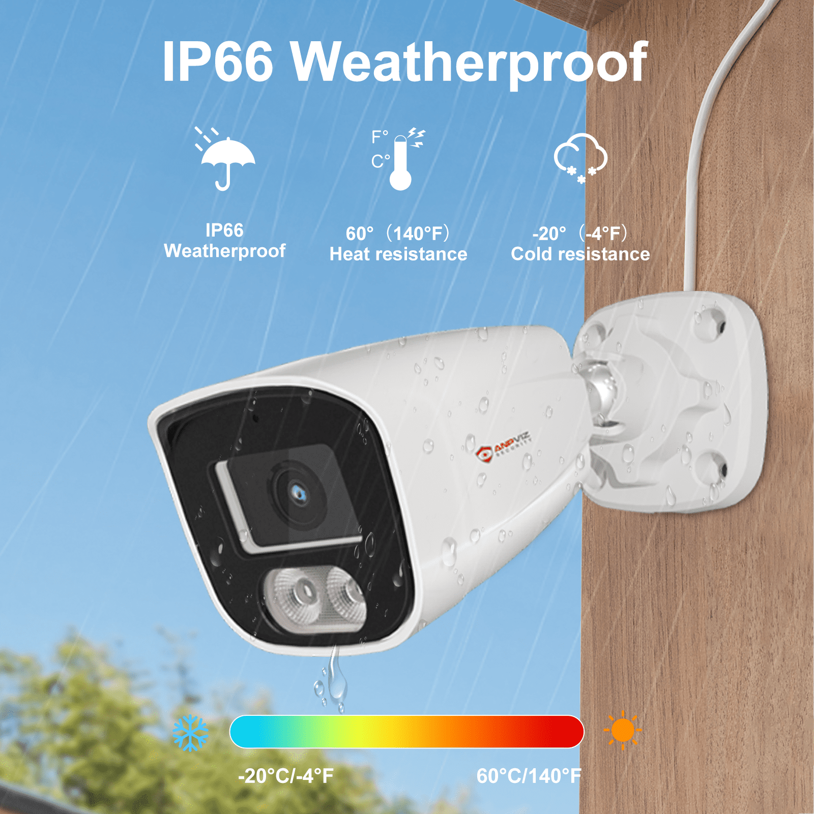 Anpviz 4MP Outdoor PoE IP Security Camera with AI Human Detection & Color Night Vision, Built-in Mic, IP66 Weatherproof, NDAA Compliant, Wired Bullet Camera