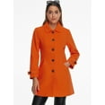 thumbnail image 2 of DARING DIVA Women's Peter Pan Collar Winter Outwear Trench Pea Coats Orange XS, 2 of 6