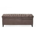 thumbnail image 2 of Storage Ottoman 50 Inches Upholstered Fabric Bench, Storage Bench for Bedroom with Button, Bed Benches for Foot of Bed for Living Room Bedroom Indoor (Brown), 2 of 8