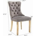 thumbnail image 3 of SoarFlash Velvet Dining Chair Set of 6, Upholstered Tufted Dining Room Chair with Nailhead Trim, Solid Gold Plated Leg for Kitchen(Grey), 3 of 6