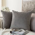 thumbnail image 1 of Fundas de almohada Miulee de terciopelo, 45 x 45 cm, 2 unidades, color gris, 1 of 7